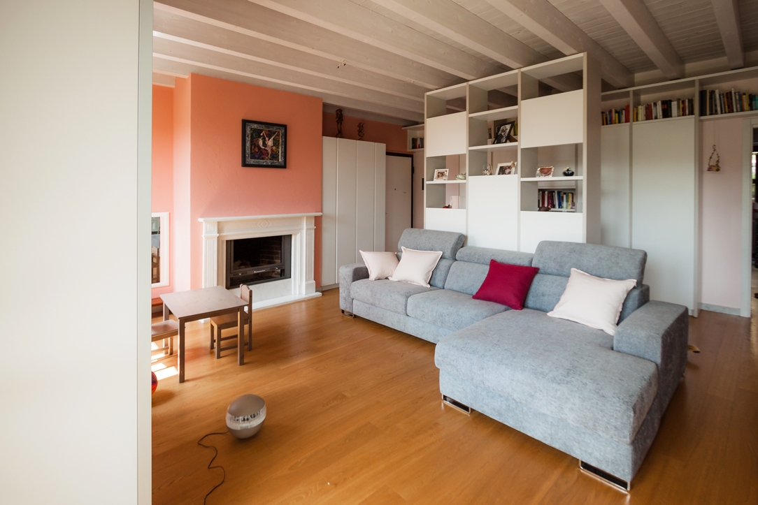 living room pink white gray