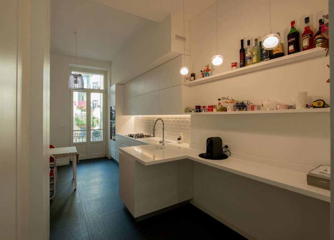 kitchen with extended Snack Table