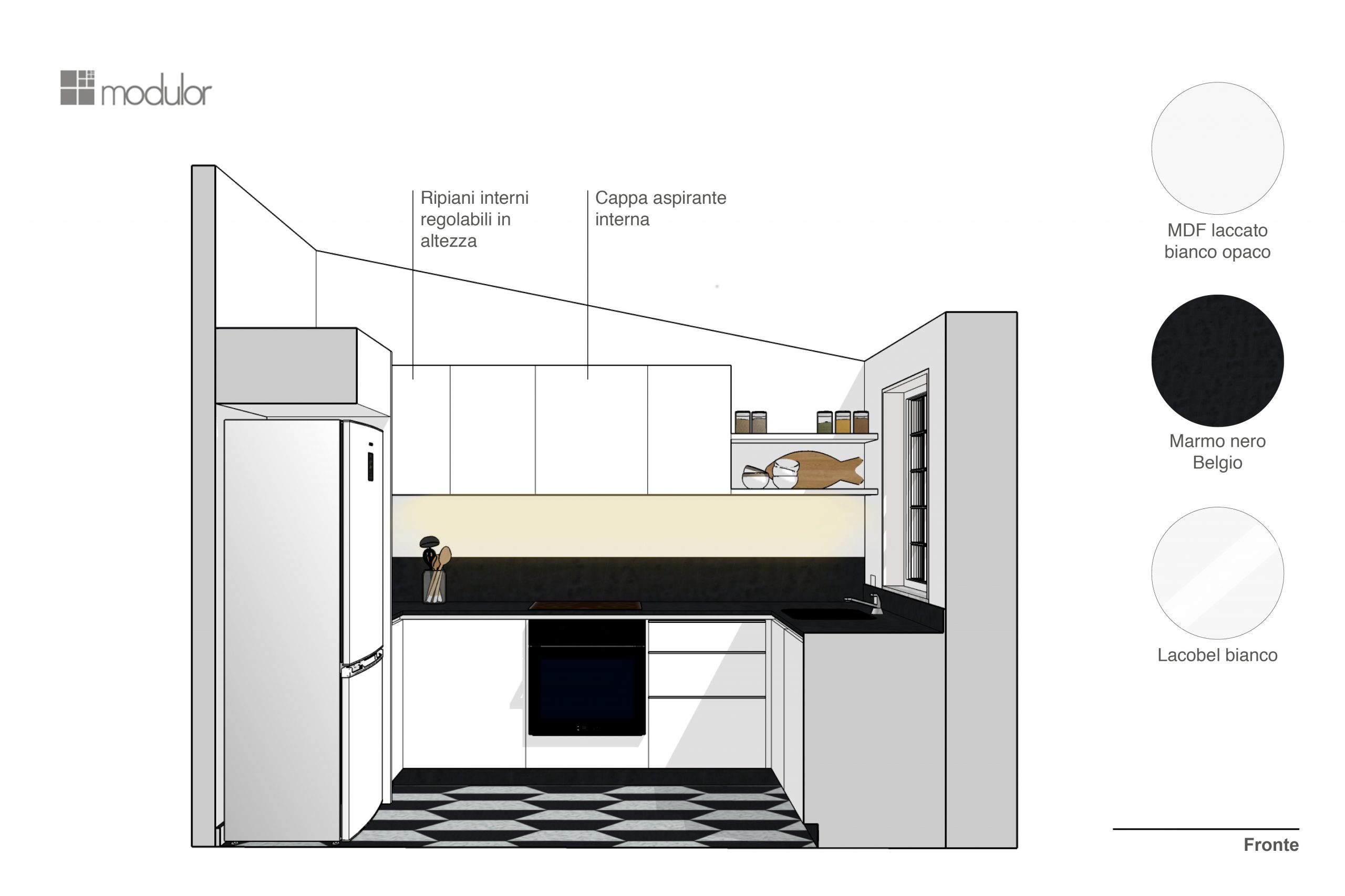 progettazione cucina Minimal Verona Fronte