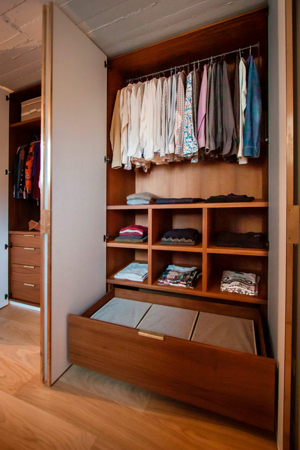 open drawers detail internal configuration wardrobe man