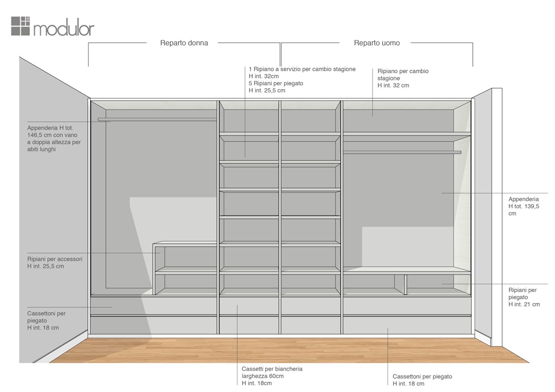 Modulor proposta configurazione interna armadio 03