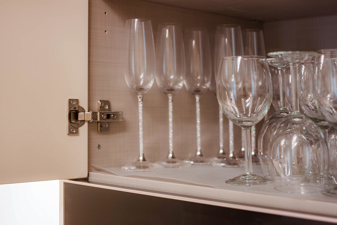 cream-colored kitchen doors with canvas bilaminate interior