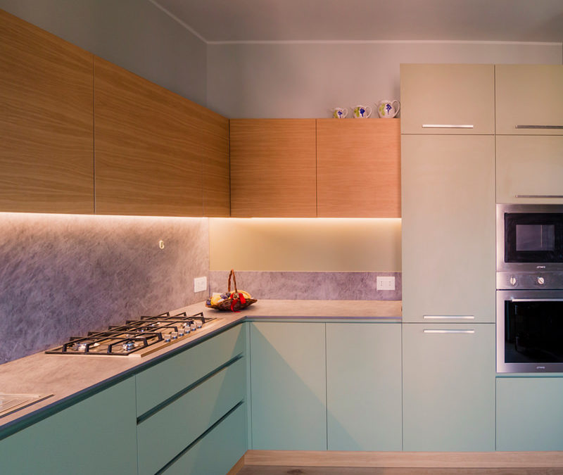 AN OLIVE GREEN KITCHEN IN THE OROBIC PREALPS