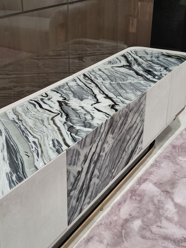 Velvet green veined marble salon