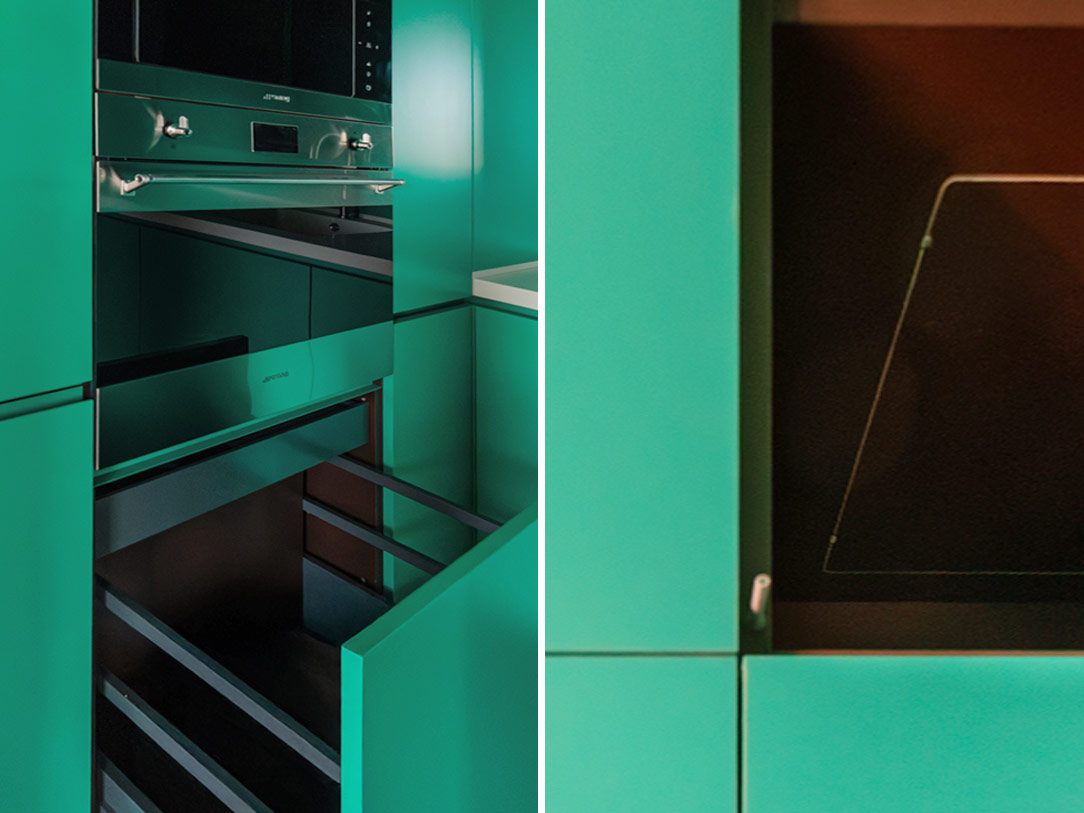 dettagli cucina verde acqua