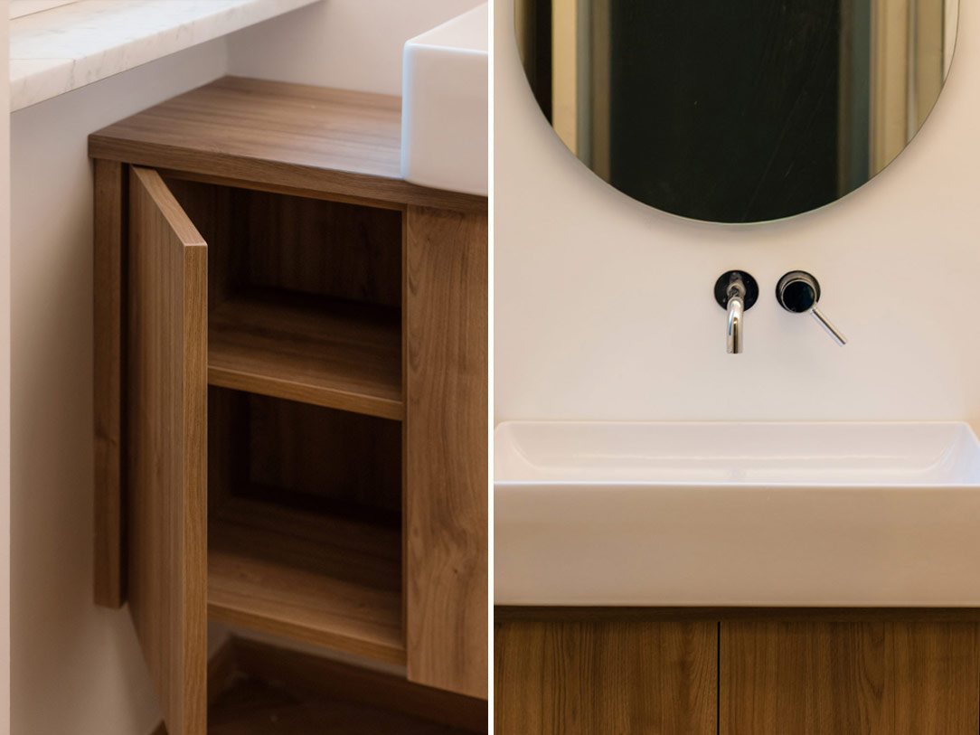 dettagli Bagno bilaminato rovere